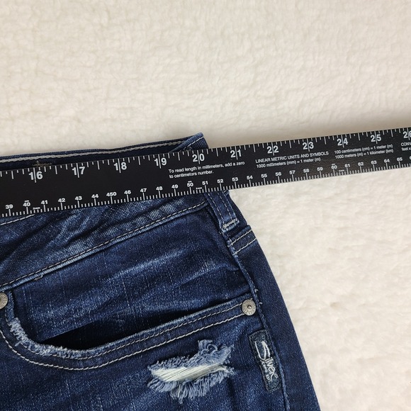 Silver Jeans Womens 18x27 Blue SAM Boyfriend Distress Dark Wash Denim - Picture 4 of 13